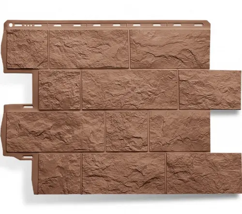 Цокольный сайдинг Туф ЭКО терракотовый